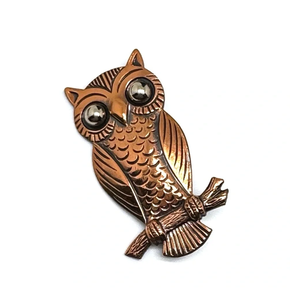 Vintage Copper Owl Brooch by Bell Trading - Picture 2 of 10